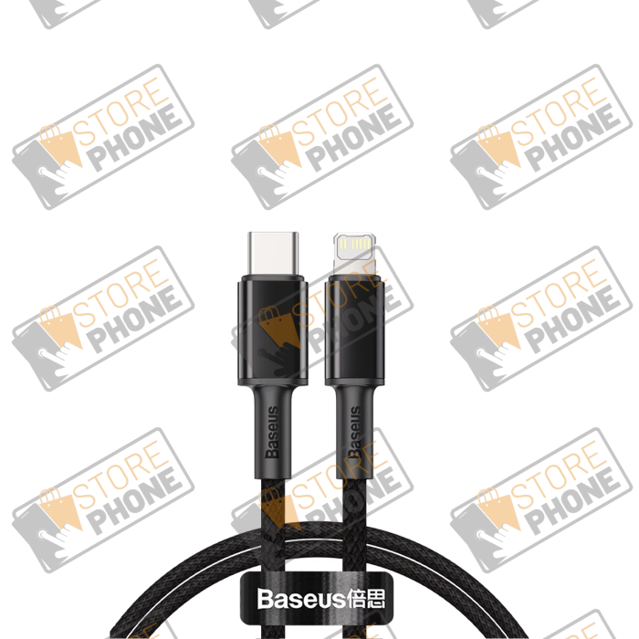 Câble Baseus High Density Braided Lightning vers USB-C (2M) Noir