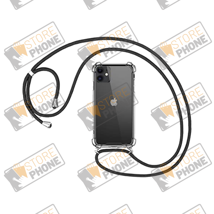 Coque Silicone Renforcée Avec Cordon iPhone 12 Pro Max Transparente