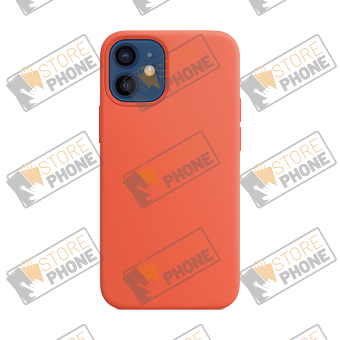 Coque Silicone iPhone 12 Mini Orange Électrique