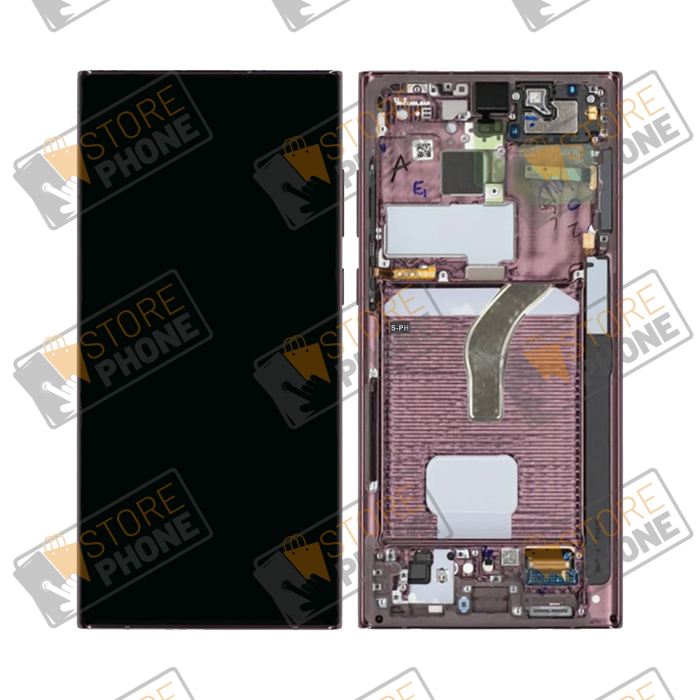 Ecran Complet Samsung Galaxy S22 Ultra 5G SM-S908 Bordeaux