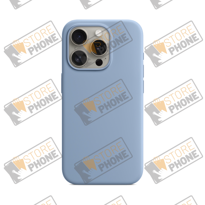 Coque Silicone MagSafe iPhone 15 Pro Bleu d'hiver